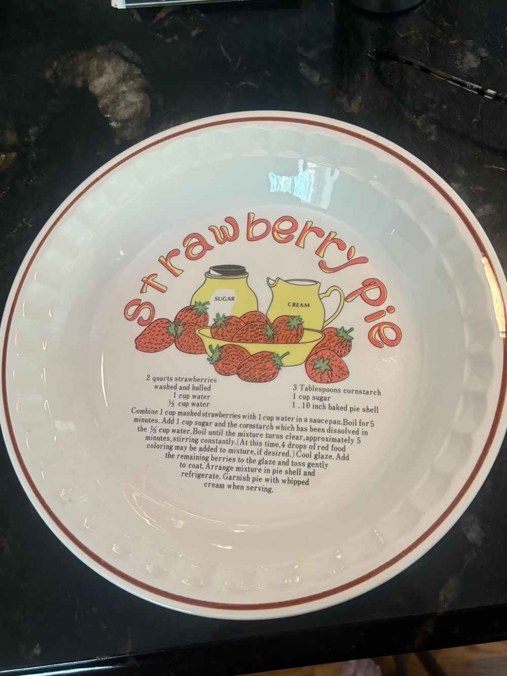 Coveted Classic Strawberry Pie Ceramic Pie Plate - White with Red Trim